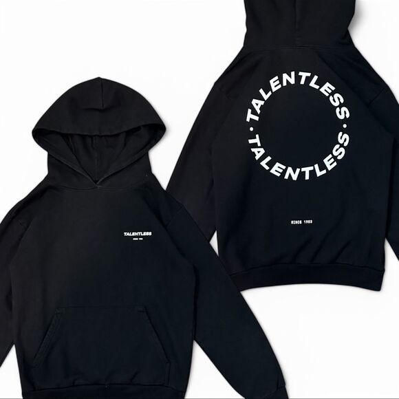 Talentless Pitch Black Circle Logo Pullover Hoodie Cozy  Sweatshirt Sz Small - Picture 1 of 12